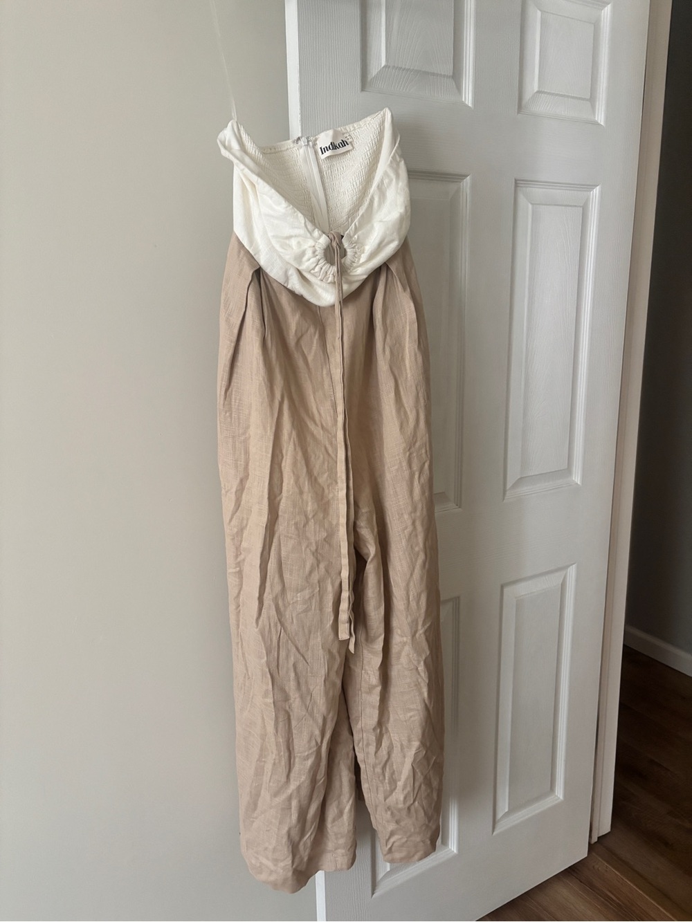 Women's Cream & Tan Wide-Leg Jumpsuit